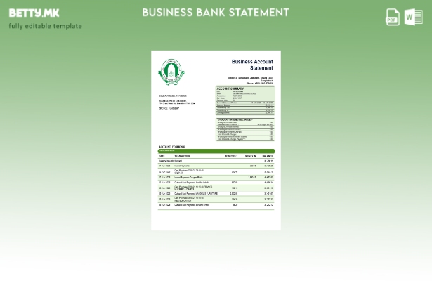 Модерен стил на деловен извод на исламска банка Шаблон Word и PDF